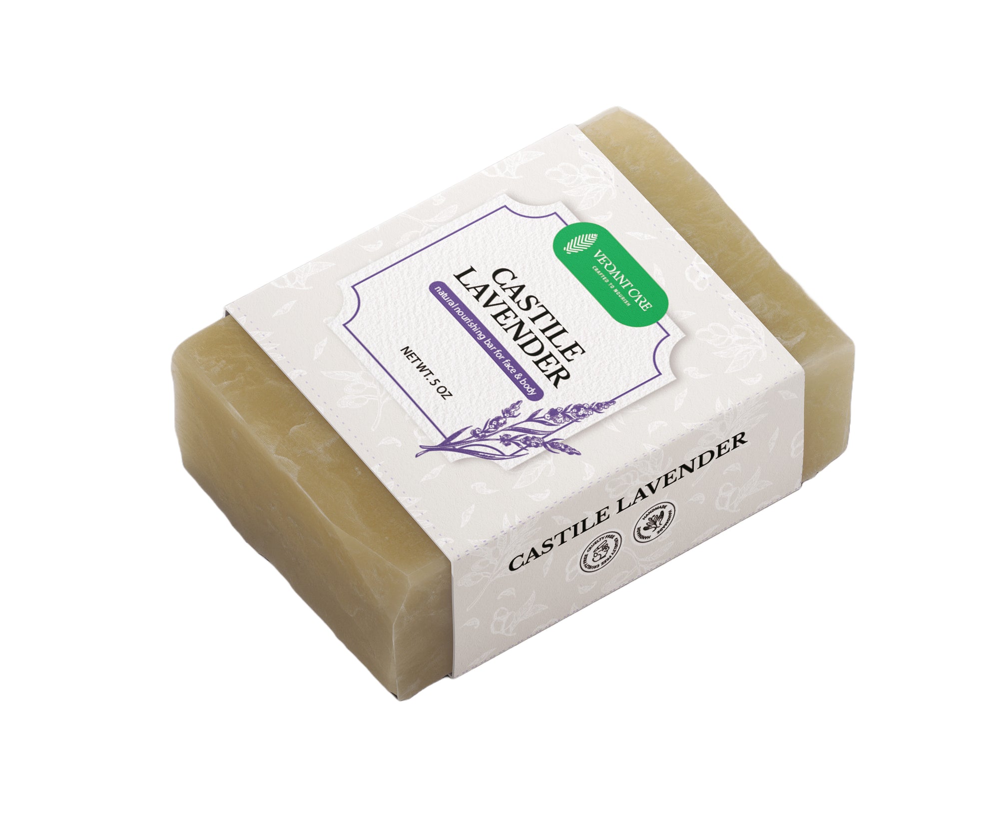 Pure Castile Soap Bar – Handmade Natural Soap – For Face, Body, Hair, & Hands – Tea Tree & Lavender, Vegan 5 OZ