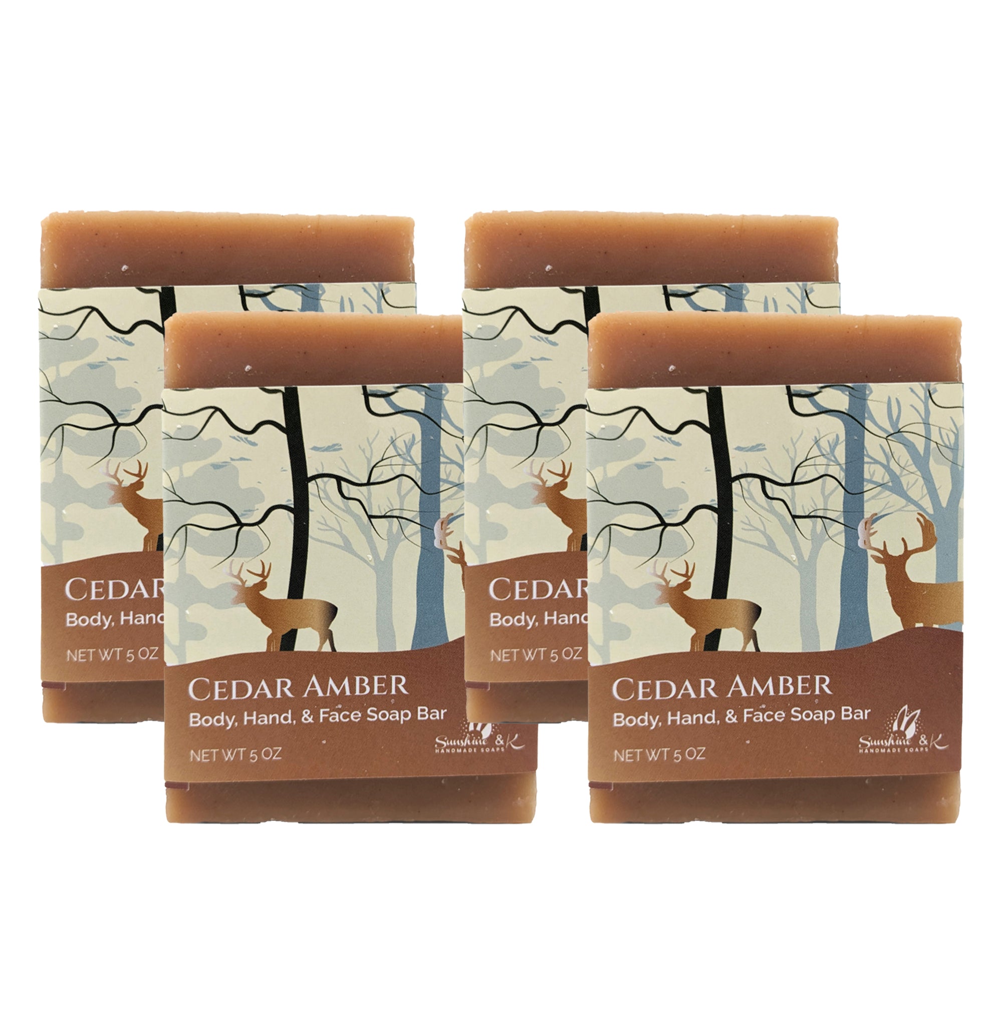 Cedar Amber Soap Bar - Non-drying, Long Lasting, Body & Hand, 5 oz | Sunshine & K Handmade Soaps