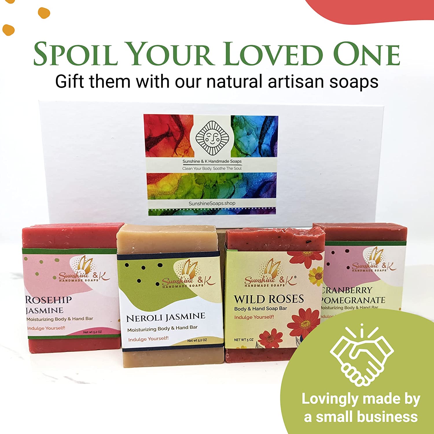 Handmade Bath Soap, Moisturizing Bar Soap, Rosehip Jasmine, Neroli Jasmine, Wild Roses, & Cranberry Pomegranate Soap Bars, 20 oz, 4-Scents Set