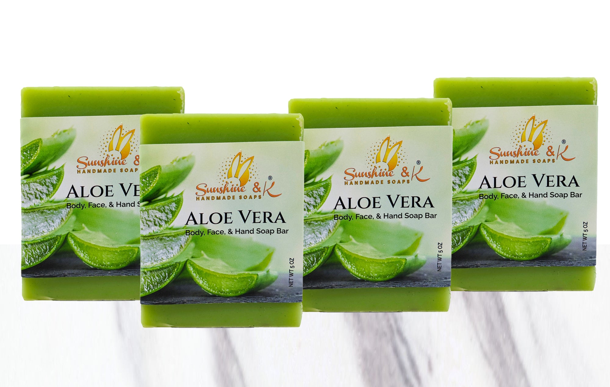 Aloe Vera Soap Bar - Non-drying, Long Lasting, Body & Hand, 5 oz | Sunshine & K Handmade Soaps