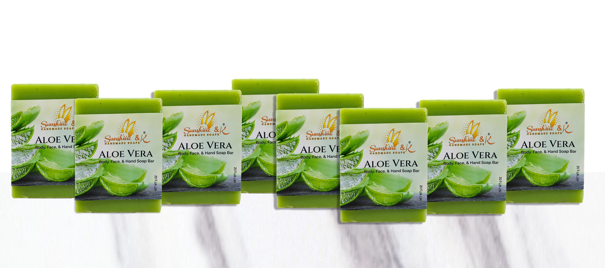 Aloe Vera Soap Bar - Non-drying, Long Lasting, Body & Hand, 5 oz | Sunshine & K Handmade Soaps