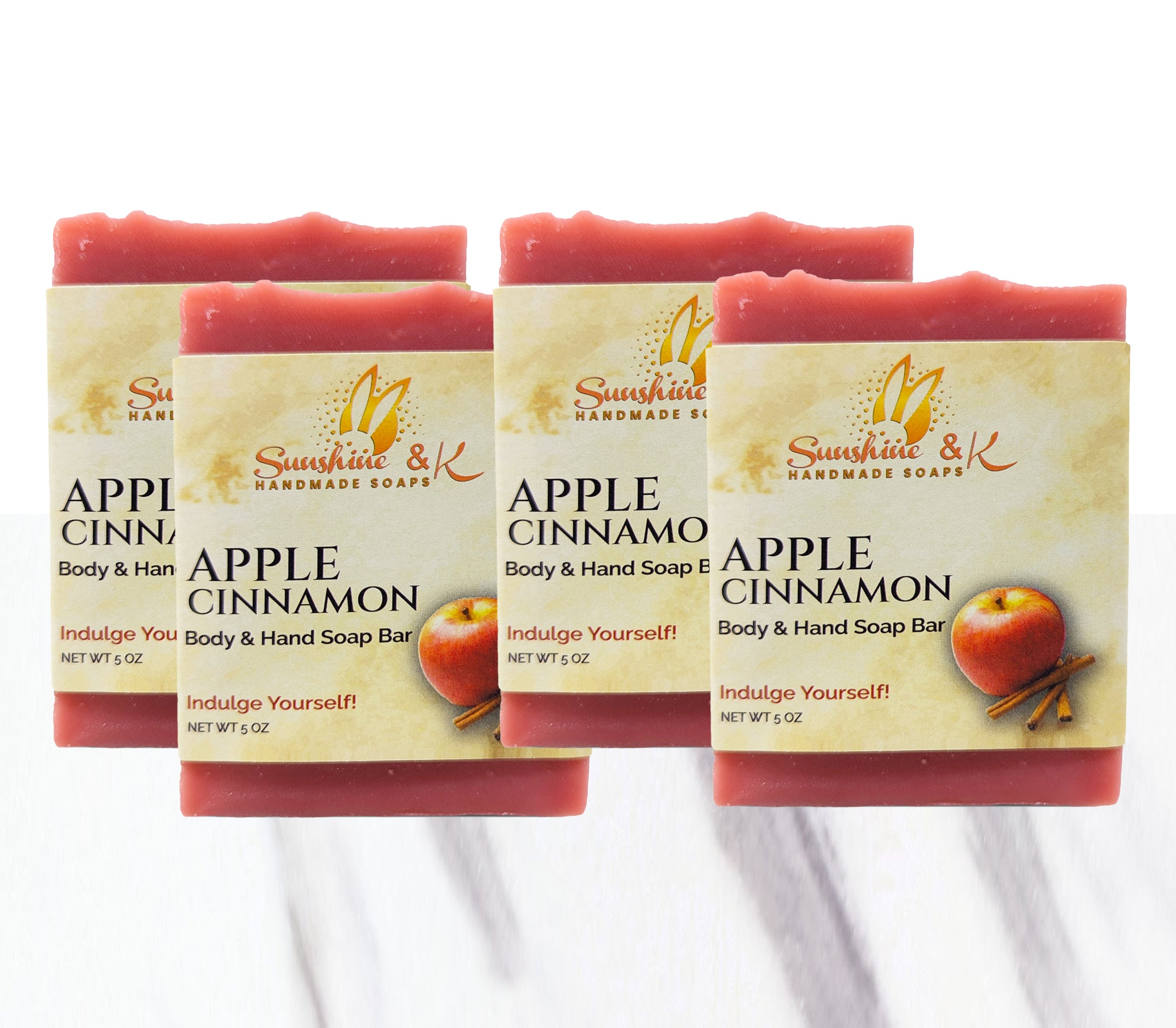 Apple Cinnamon Soap Bar - Non-drying, Long Lasting, Hand Soap, 5 oz | Sunshine & K Handmade Soaps