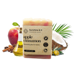 Apple Cinnamon Soap Bar - Non-drying, Long Lasting, Hand Soap, 5 oz | Sunshine & K Handmade Soaps