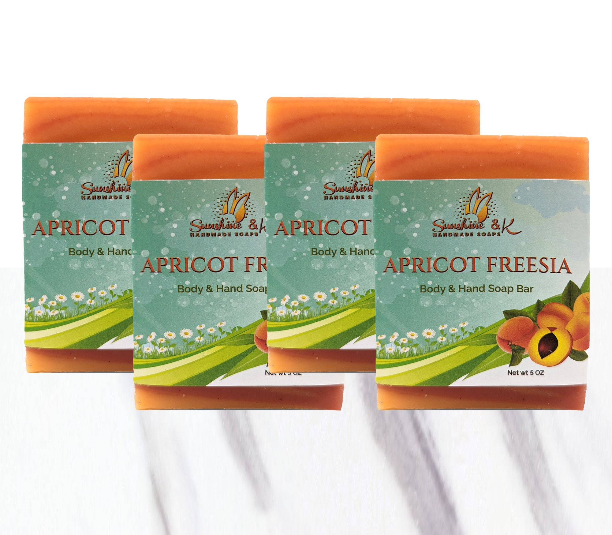 Apricot Freesia Soap Bar - Non-drying, Long Lasting, Body & Hand, 5 oz | Sunshine & K Handmade Soaps