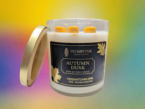 Autumn Dusk Candle – 12 oz Clear Glass with Golden Lid | 100% Soy Wax