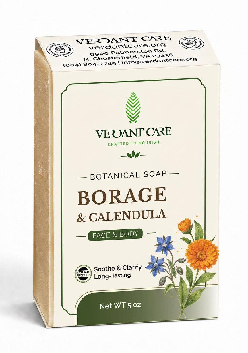 Borage & Calendula Botanical Soap - Handmade Soap for Sensitive Hands - 5.2 OZ