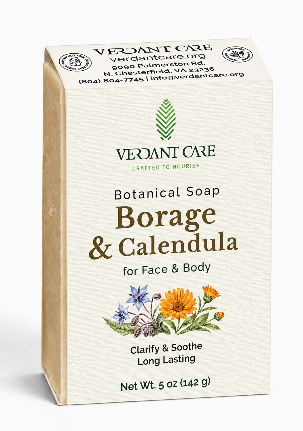 Borage & Calendula Botanical Soap - Handmade Soap for Sensitive Hands - 5.2 OZ