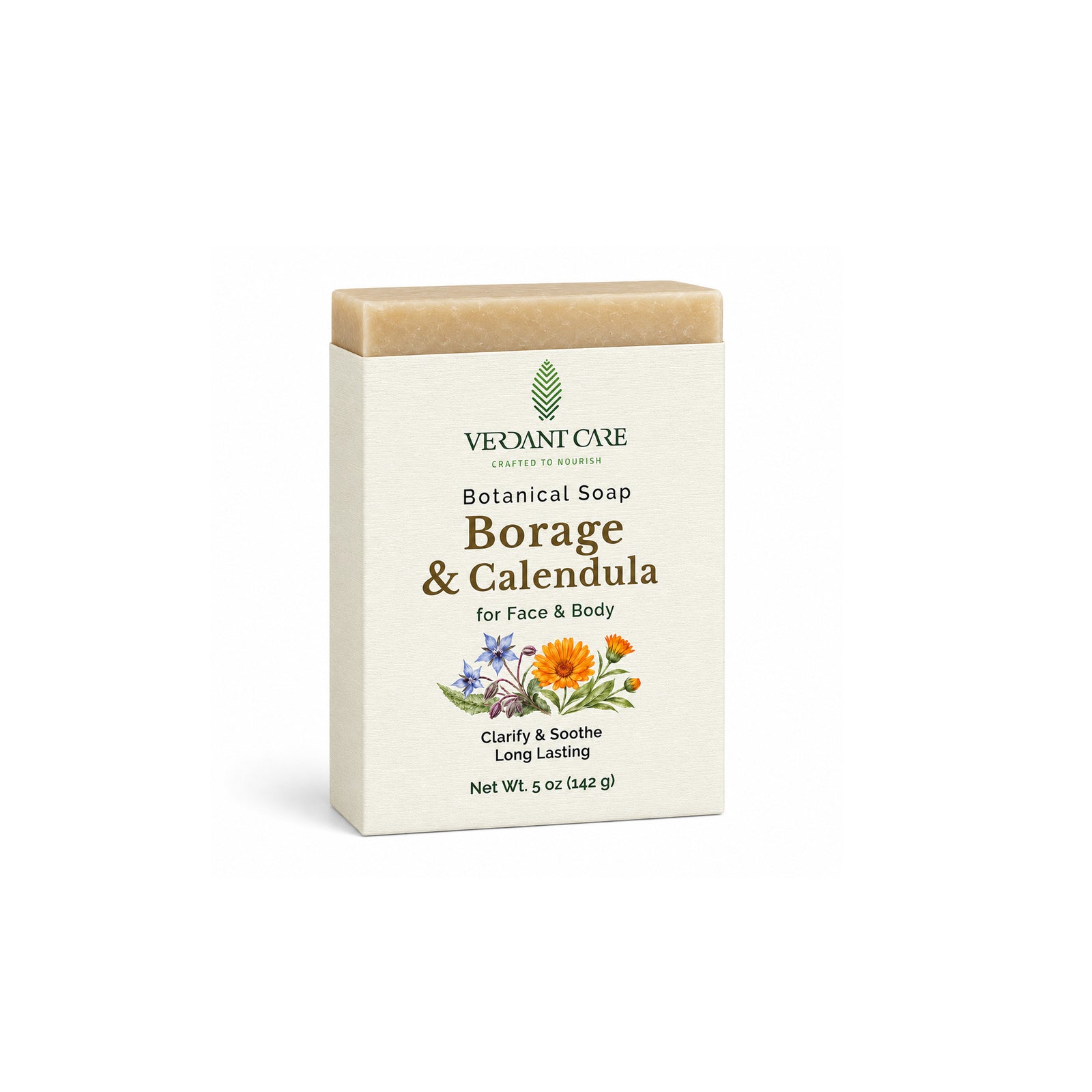 Borage & Calendula Botanical Soap - Handmade Soap for Sensitive Hands - 5.2 OZ