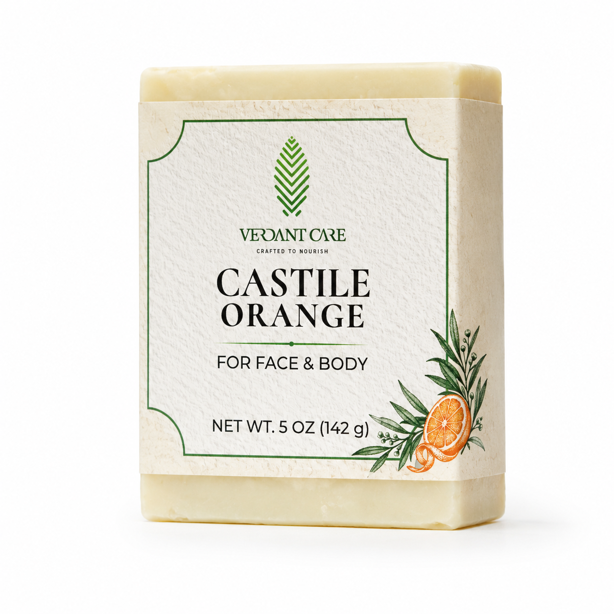 Pure Castile Soap Bar – Handmade Natural Soap – Olive Soap Bar – For Face, Body & Hair – Tea Tree & Orange Essential Oils VEGAN ~4.8 oz
