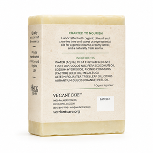 Pure Castile Soap Bar – Handmade Natural Soap – Olive Soap Bar – For Face, Body & Hair – Tea Tree & Orange Essential Oils VEGAN ~4.8 oz