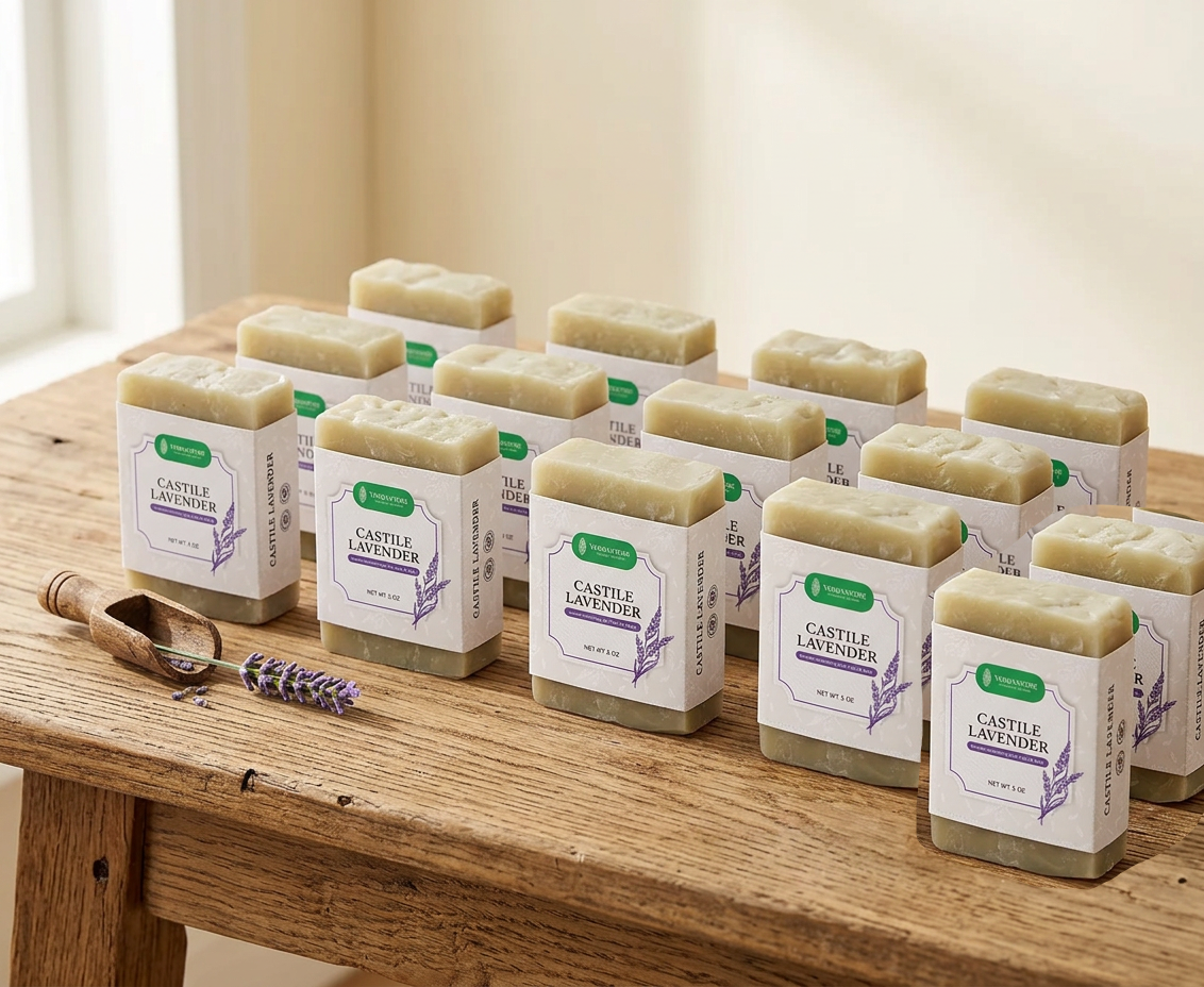 Overstock Set of 14 Castile Soap Bars - Lavender + Tea Tree Essential Oil