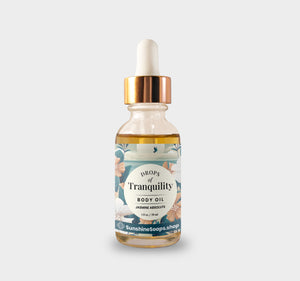 Tranquility in Every Drop: Luxurious Organic Body Oil with Jasmine Essential Oil, Vitamin E & Chamomile Extract, 1 oz