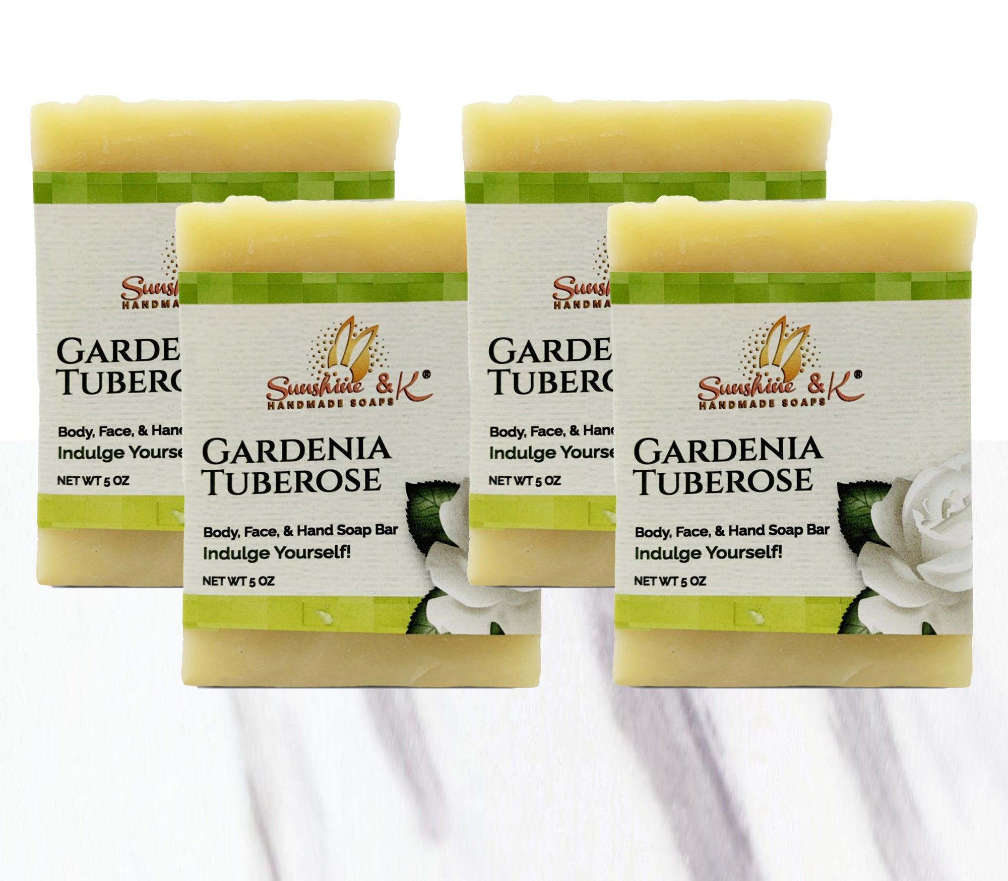 Gardenia Tuberose Soap Bar - Non-drying, Long Lasting, Body & Hand, Vegan, 5 oz | Sunshine & K Handmade Soaps