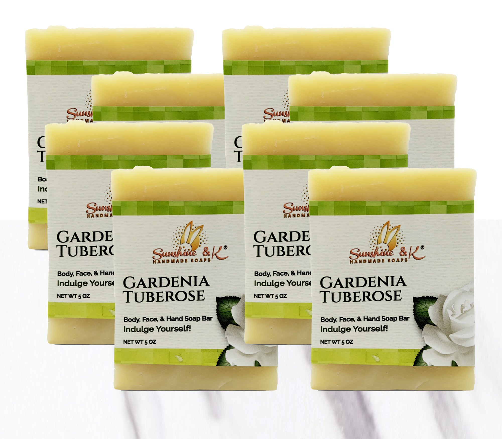 Gardenia Tuberose Soap Bar - Non-drying, Long Lasting, Body & Hand, Vegan, 5 oz | Sunshine & K Handmade Soaps