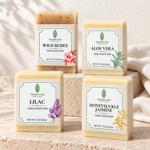 Gift Set Handmade Soap Bars, 4 Scents: Lilac, Honeysuckle Jasmine, Wild Roses, and Aloe Vera - 20 oz