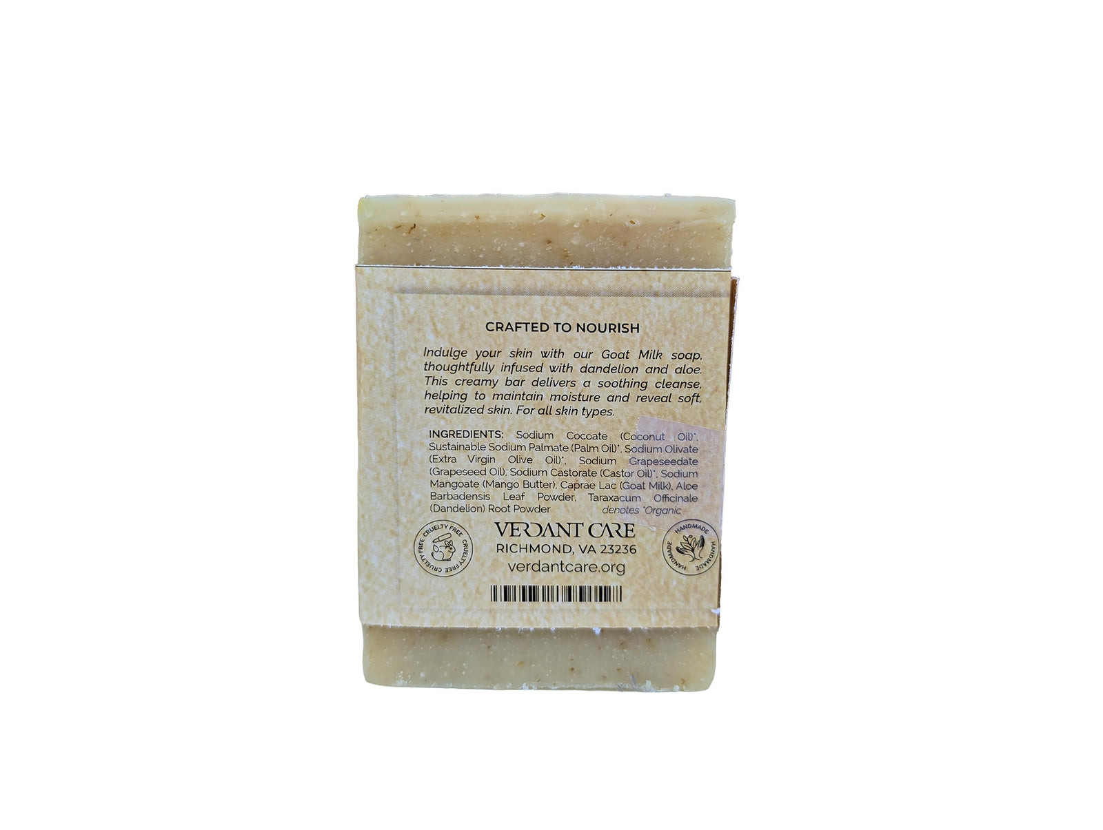 Unscented Goat's Milk Soap Bar – Natural Handmade Unscented Soap Bar Infused with Aloe and Dandelion Root - Creamy & Lathery - 5 OZ
