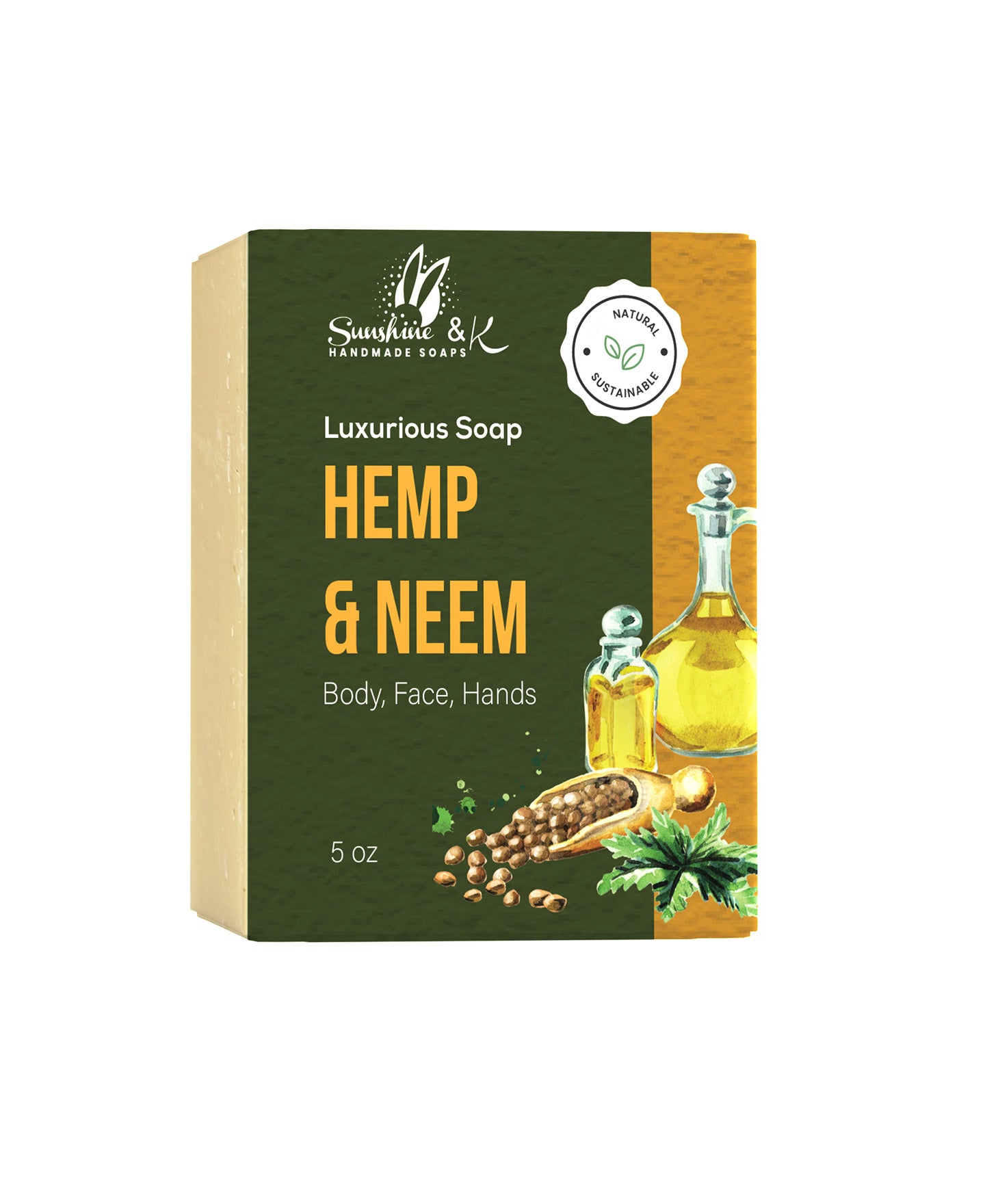 Neem & Hemp Seed Oil Soap for Dry Skin & Possible Eczema Relief – 5 OZ – Gentle, Soothing, & Natural Alternative to Commercial Soap