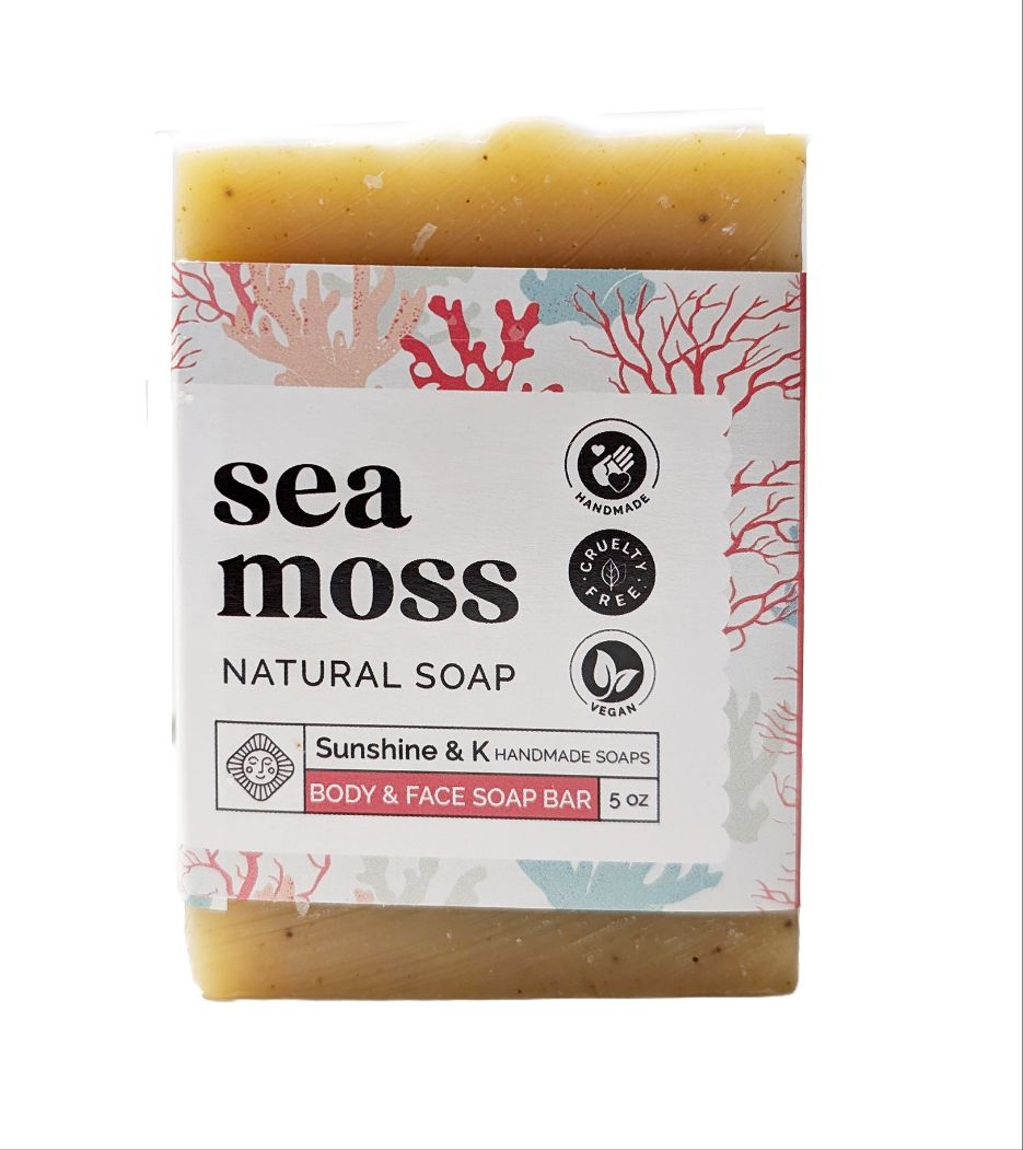 Sea Moss Soap Bar -Natural Handmade Soap Bar with Argan Oil, Shea Butter, Sea Moss & Ylang Ylang Essential Oil - 5 OZ VEGAN