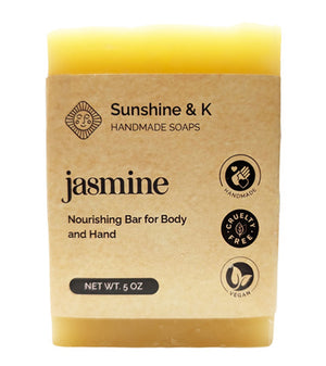 Jasmine Soap Bar - Non-drying, Long Lasting, Body & Hand, 5 oz | Sunshine & K Handmade Soaps