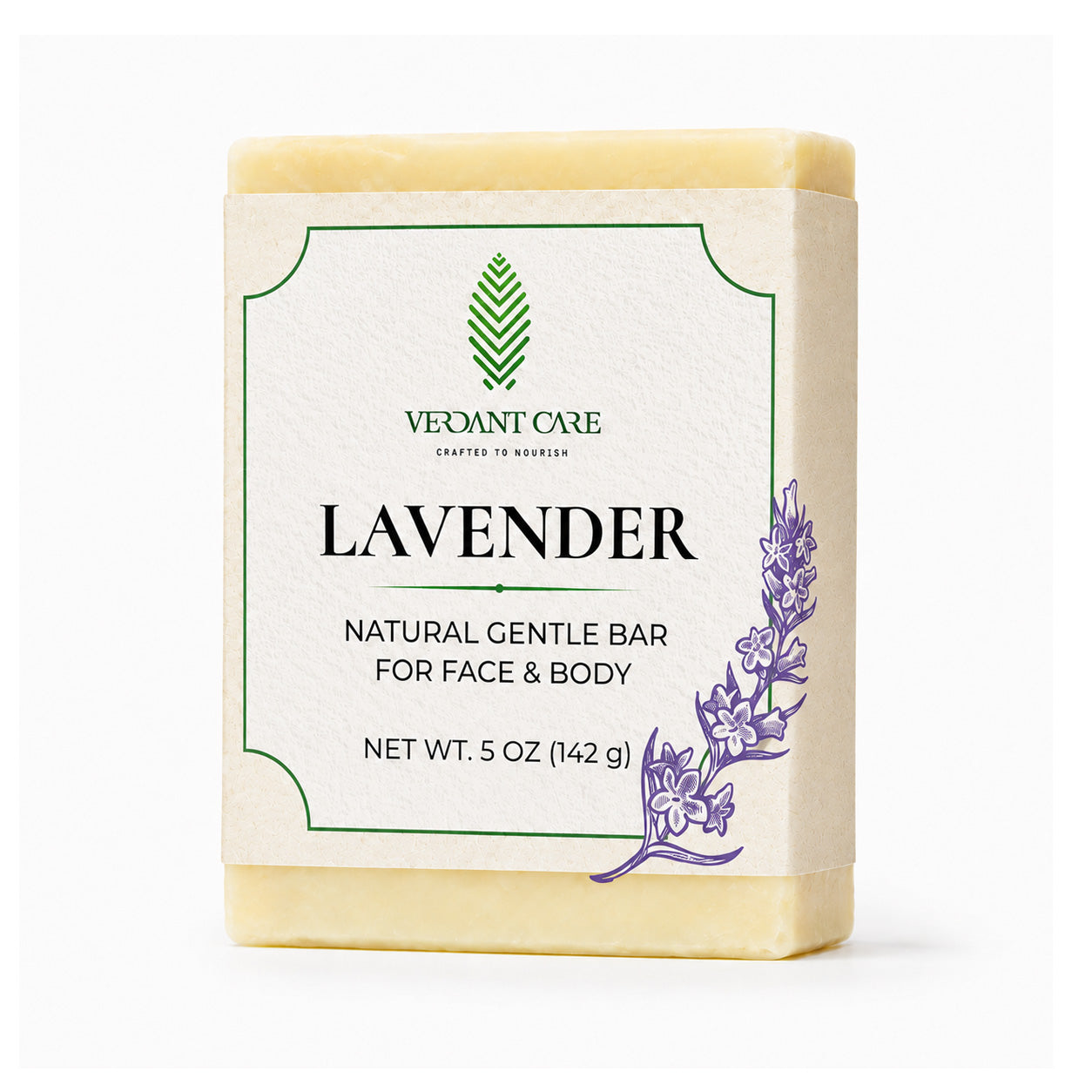 Lavender Soap Bar, Handmade Bath Soap, Moisturizing Bar Soap With Beeswax, Rice Bran Oil, & Natural Base Oils, 5 oz