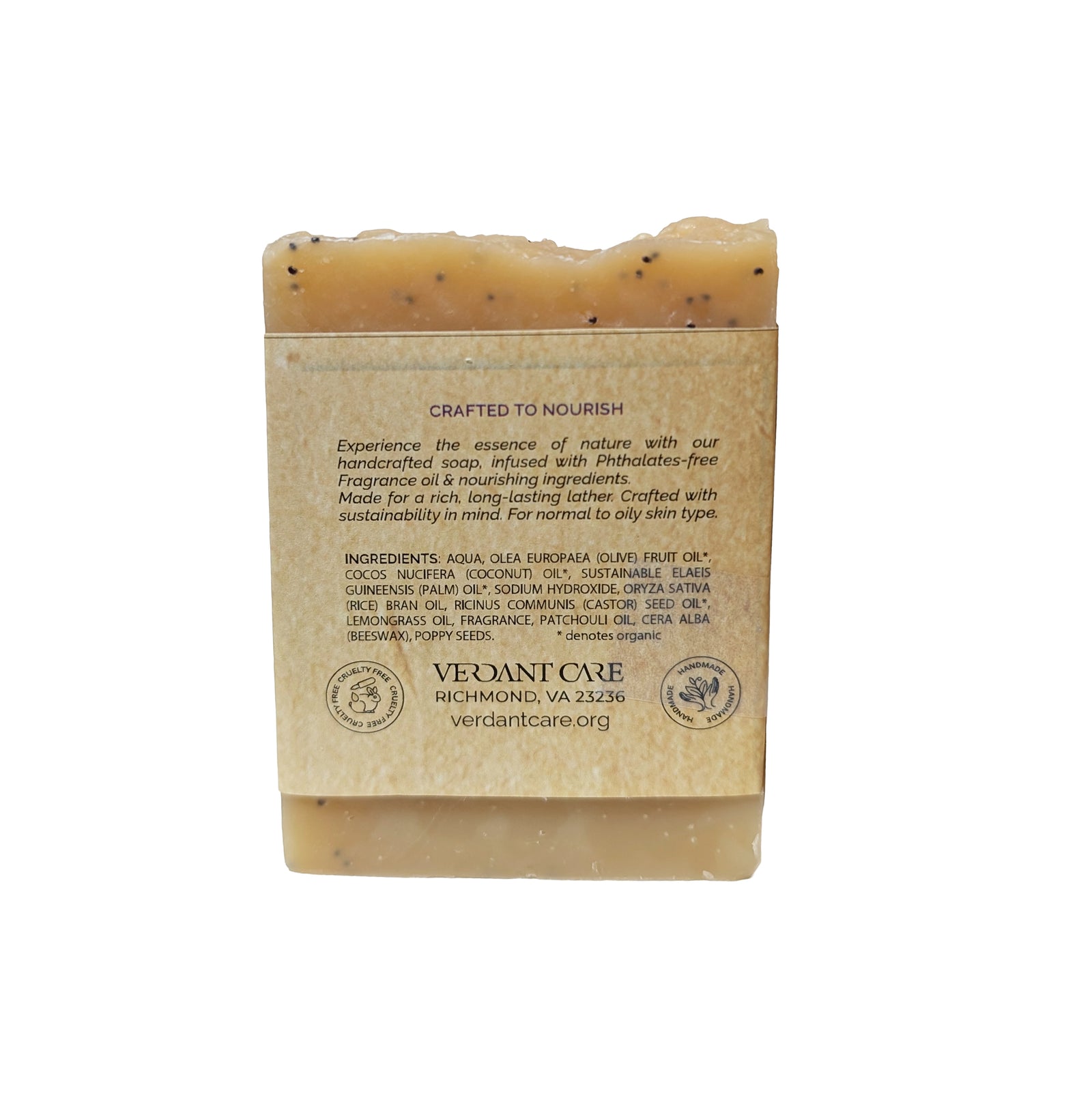 Patchouli Lemongrass Exfoliating Soap Bar - Handmade Exfoliating Soap – Organic Extra Virgin Olive & Castor Oil 5 oz (new version)