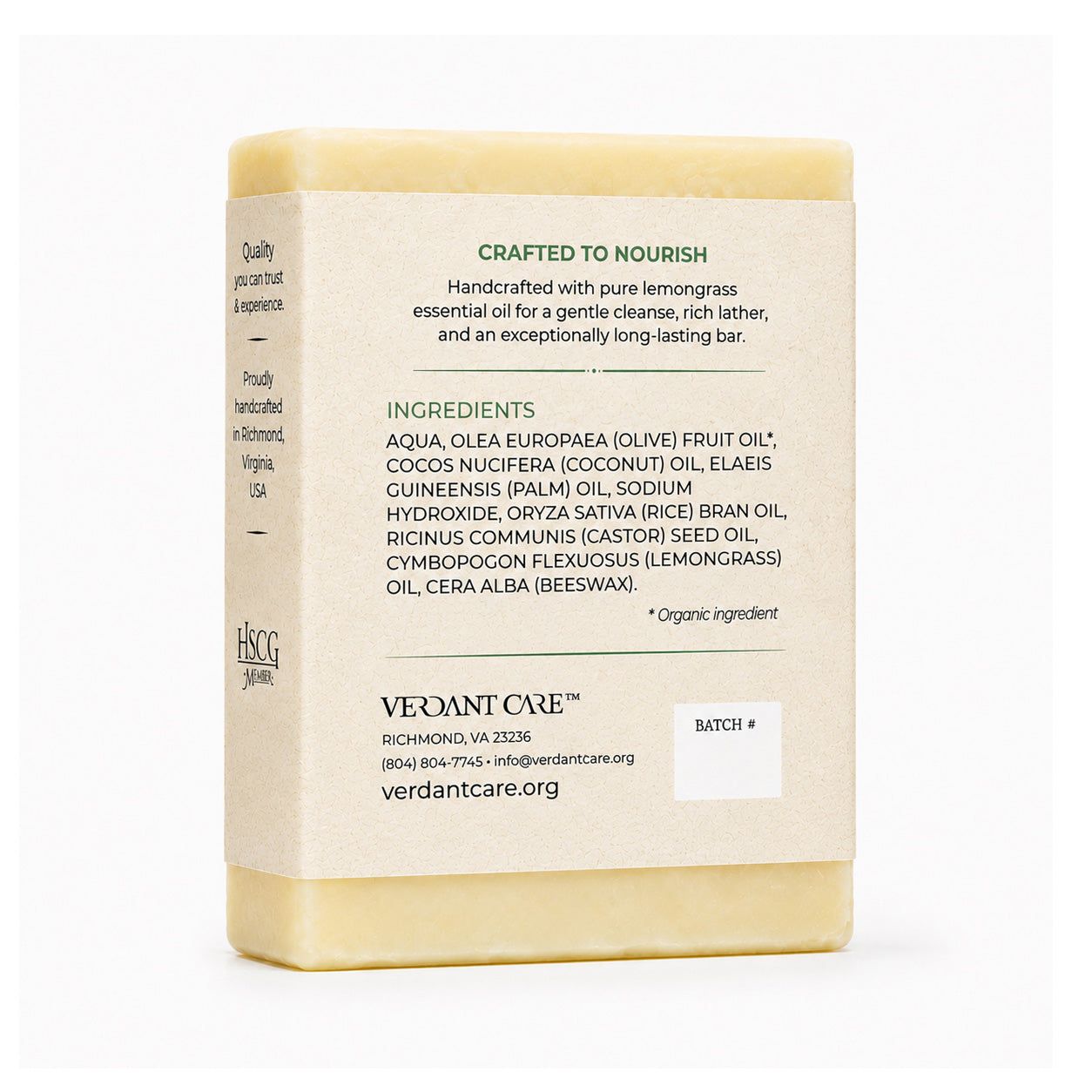 Lemongrass Soap Bar - Non-drying, Long Lasting, Natural Soap, Body, Hand, & Face, 5 oz | Sunshine & K Handmade Soaps
