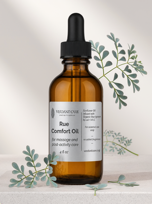 Organic Rue Herbal Body Oil – Sunflower Oil Infusion | 4 oz Glass Dropper
