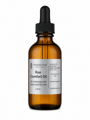 Organic Rue Herbal Body Oil – Sunflower Oil Infusion | 4 oz Glass Dropper