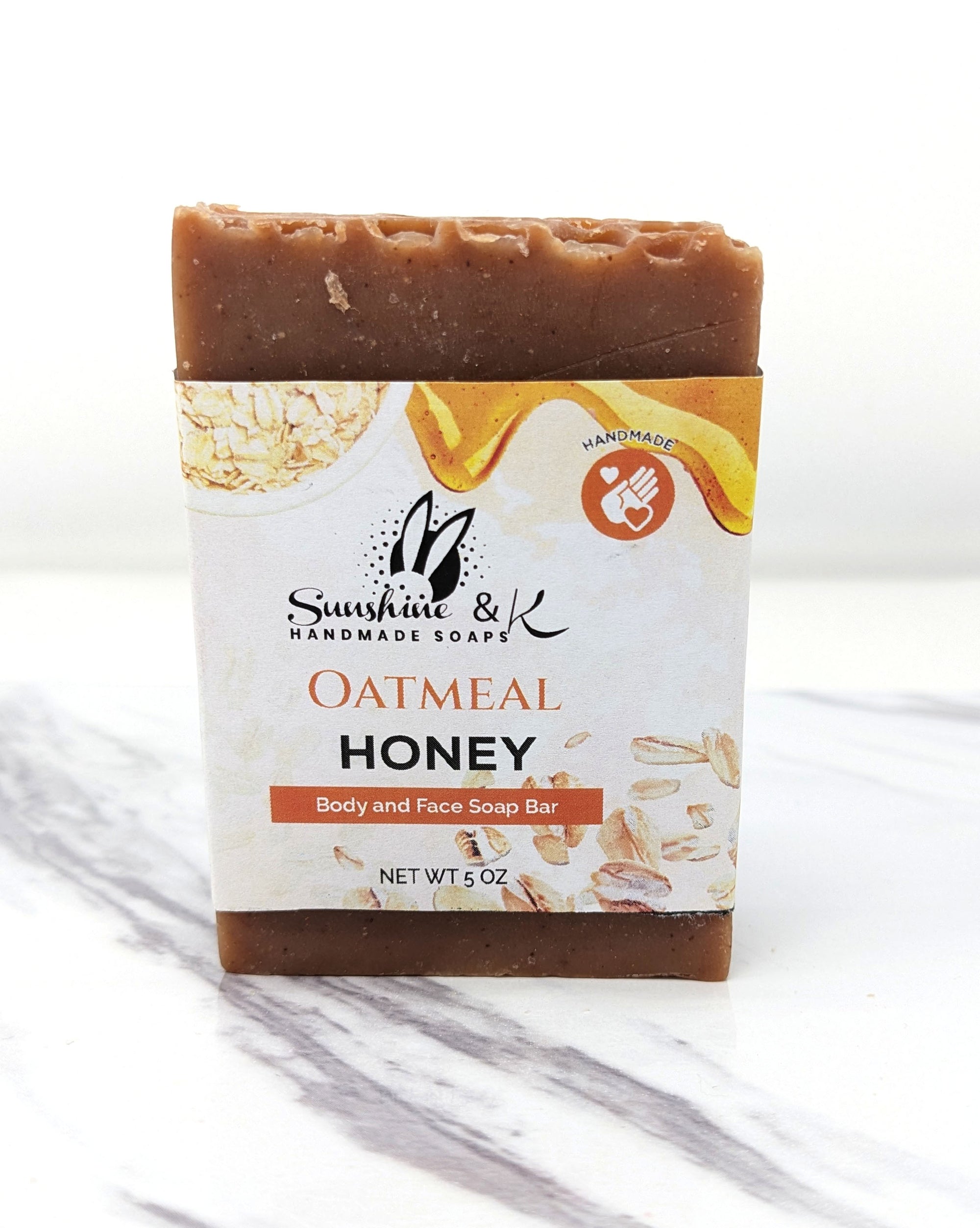 Oatmeal Honey Soap Bar - Non-drying, Long Lasting, Body & Hand, 5 oz | Sunshine & K Handmade Soaps