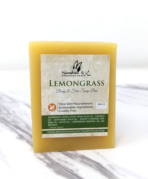 Lemongrass Soap Bar - Non-drying, Long Lasting, Natural Soap, Body, Hand, & Face, 5 oz | Sunshine & K Handmade Soaps