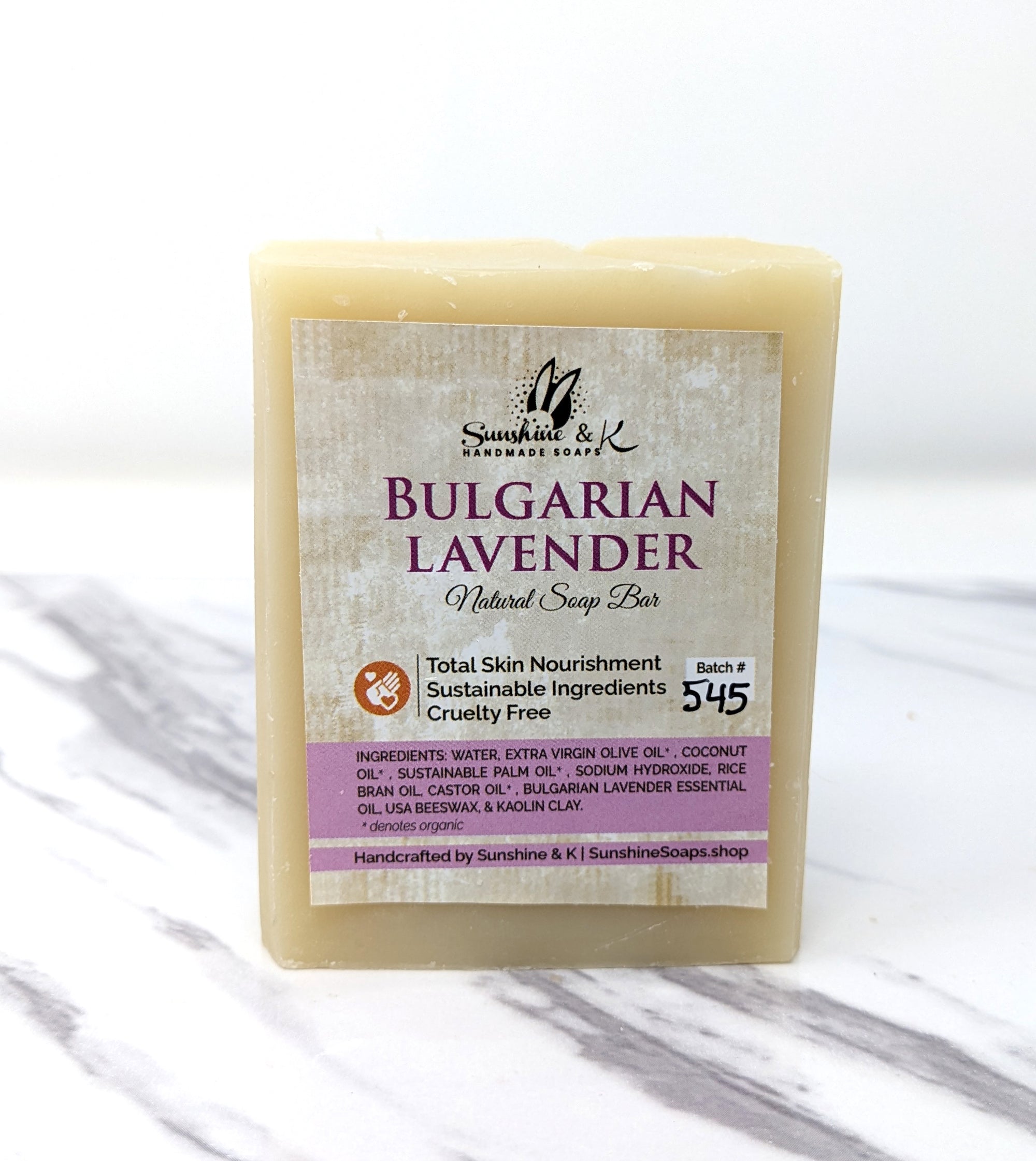 Bulgarian Lavender Soap Bar - Non-drying, Natural Soap, Long Lasting, Body & Hand, 5 oz | Sunshine & K Handmade Soaps