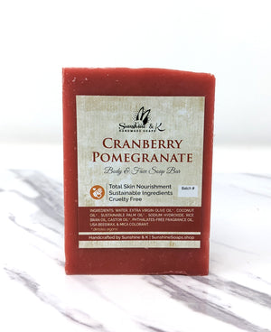 Cranberry Pomegranate Soap Bar - Non-drying, Long Lasting, Body & Hand, 5 oz | Sunshine & K Handmade Soaps