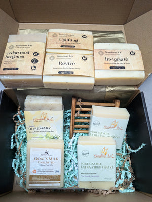 Gift Set - 9 Piece - Natural Soaps Fall Specials: Uplifting, Revive, Invigorate, Cedarwood Bergamot and Castile