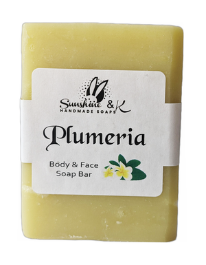 Plumeria Bar Soap - Body & Face Bar Soap, Handmade Bath Soap, Moisturizing Bar Soap With Beeswax, Rice Bran Oil, & Natural Base Oils, 5 oz