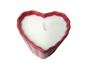 (One) Heart-Shaped Porcelain Candle | Romantic Gift | Choose Pink or Red | Two Enchanting Scents Soy Candle