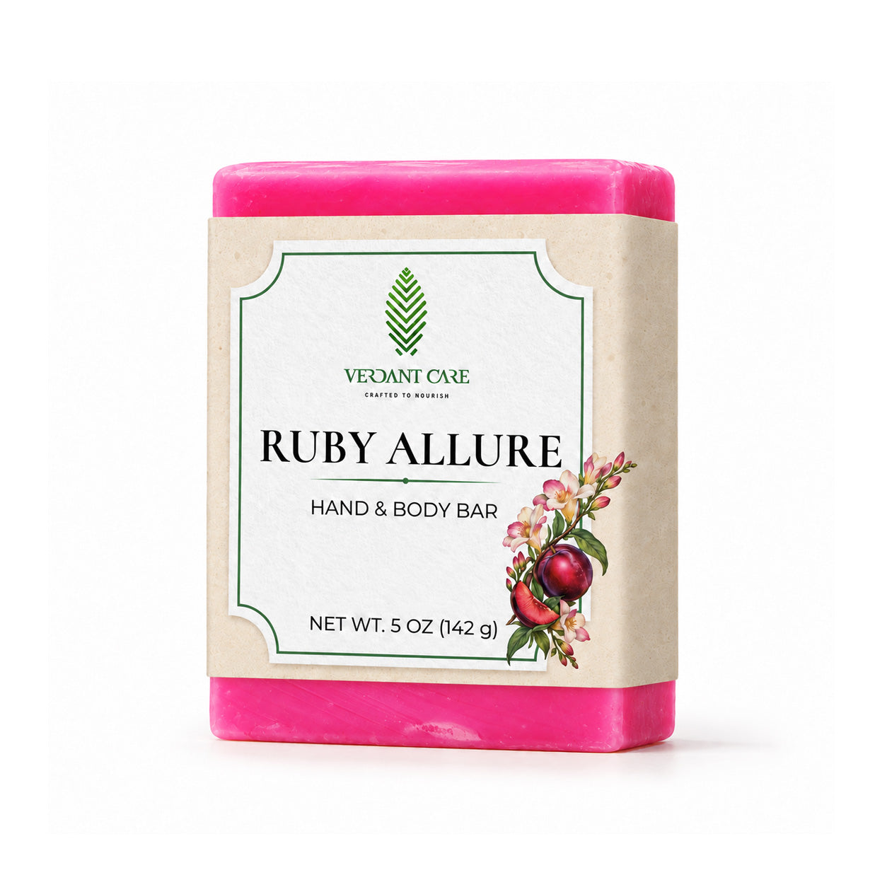 Ruby Allure Handmade Soap - Red Plum & Freesia - Beautiful Romantic Aroma -5 OZ