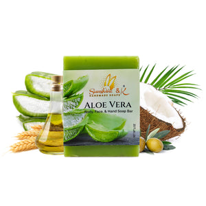 Aloe Vera Bar Soap - Body & Face Bar Soap, Handmade Bath Soap, Moisturizing Bar Soap With Beeswax, Rice Bran Oil, & Natural Base Oils, Natural Soap Bars, 5 oz, Sunshine & K Handmade Soaps - sunshine-handmade-soaps