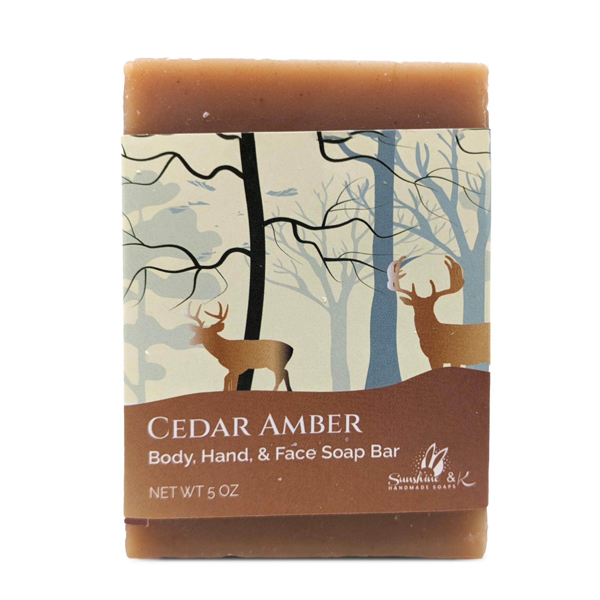 Cedar Amber Soap Bar - Body & Face Bar Soap, Handmade Bath Soap, Moisturizing Bar Soap With Beeswax, Rice Bran Oil, & Natural Base Oils, Natural Soap Bars, 5 oz, Sunshine & K Handmade Soaps - sunshine-handmade-soaps