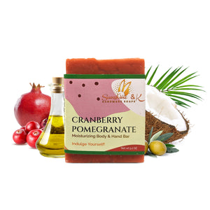 Cranberry Pomegranate Bar Soap - Body & Face Bar Soap, Handmade Bath Soap, Moisturizing Bar Soap With Beeswax, Rice Bran Oil, & Natural Base Oils, Natural Soap Bars, 5 oz, Sunshine & K Handmade Soaps - sunshine-handmade-soaps