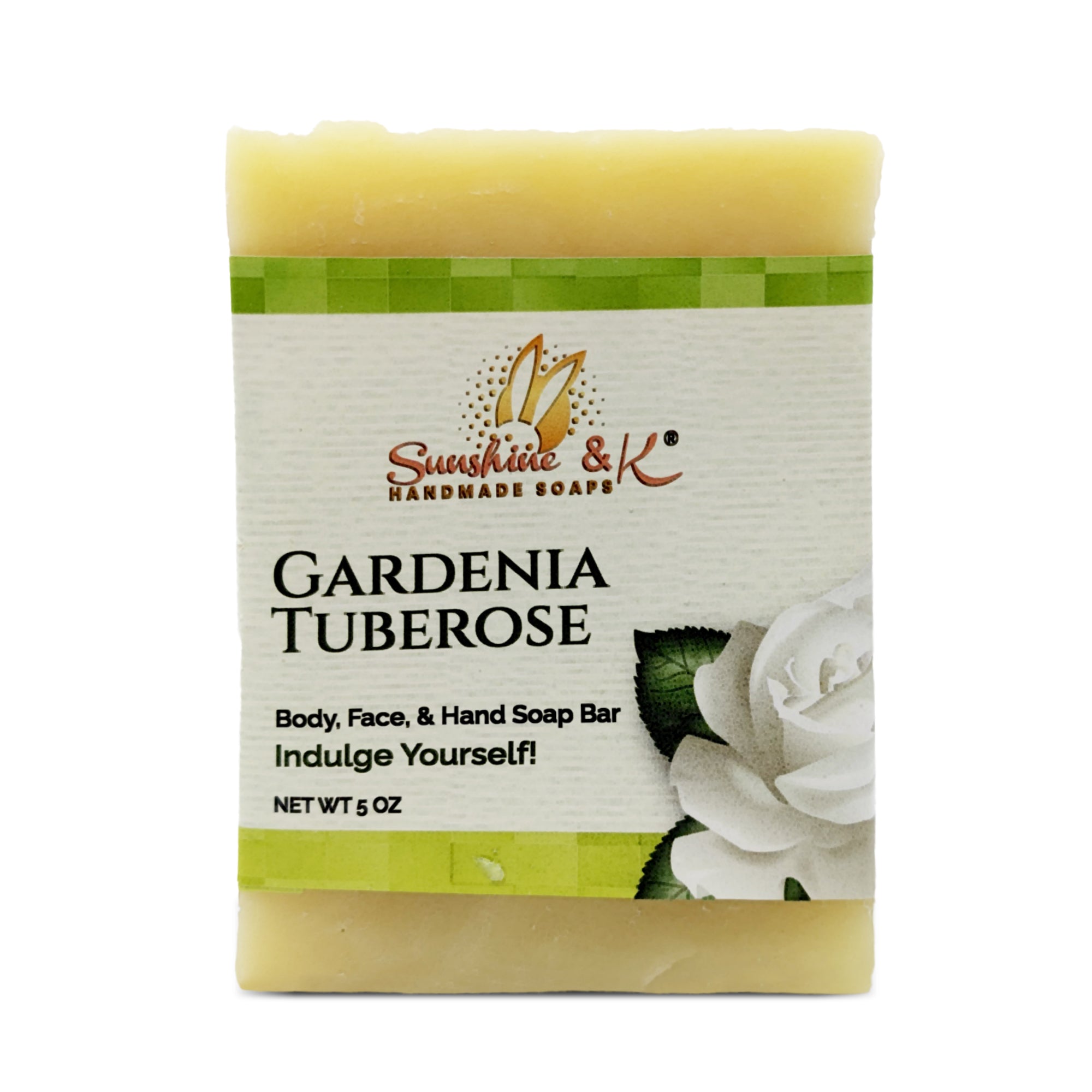 Gardenia Tuberose Bar Soap - Body & Face Bar Soap, Handmade Bath Soap, Moisturizing Bar Soap With Beeswax, Rice Bran Oil, & Natural Base Oils, Natural Soap Bars, 5 oz, Sunshine & K Handmade Soaps - sunshine-handmade-soaps