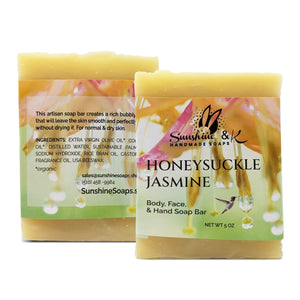 Honeysuckle Bar Soap - Body & Face Bar Soap, Handmade Bath Soap, Moisturizing Bar Soap With Beeswax, Rice Bran Oil, & Natural Base Oils, Natural Soap Bars, 5 oz, Sunshine & K Handmade Soaps - sunshine-handmade-soaps