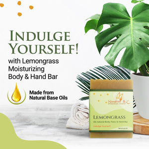 Lemongrass Bar Soap - Body & Face Bar Soap, Handmade Bath Soap, Moisturizing Bar Soap With Beeswax, Rice Bran Oil, & Natural Base Oils, Natural Soap Bars, 5 oz, Sunshine & K Handmade Soaps - sunshine-handmade-soaps