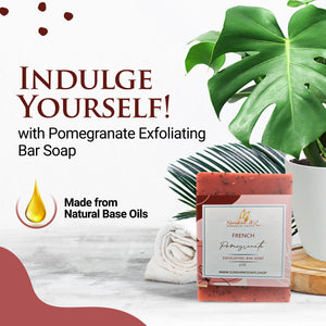 French Pomegranate Soap Bar - Exfoliating Soap, Bar Soap with Poppy Seeds & Shea Butter, Natural Base Oils Body Soap, Body Soap Bars with 6 Natural Base Oils, 5 oz - Sunshine & K Handmade Soaps - sunshine-handmade-soaps