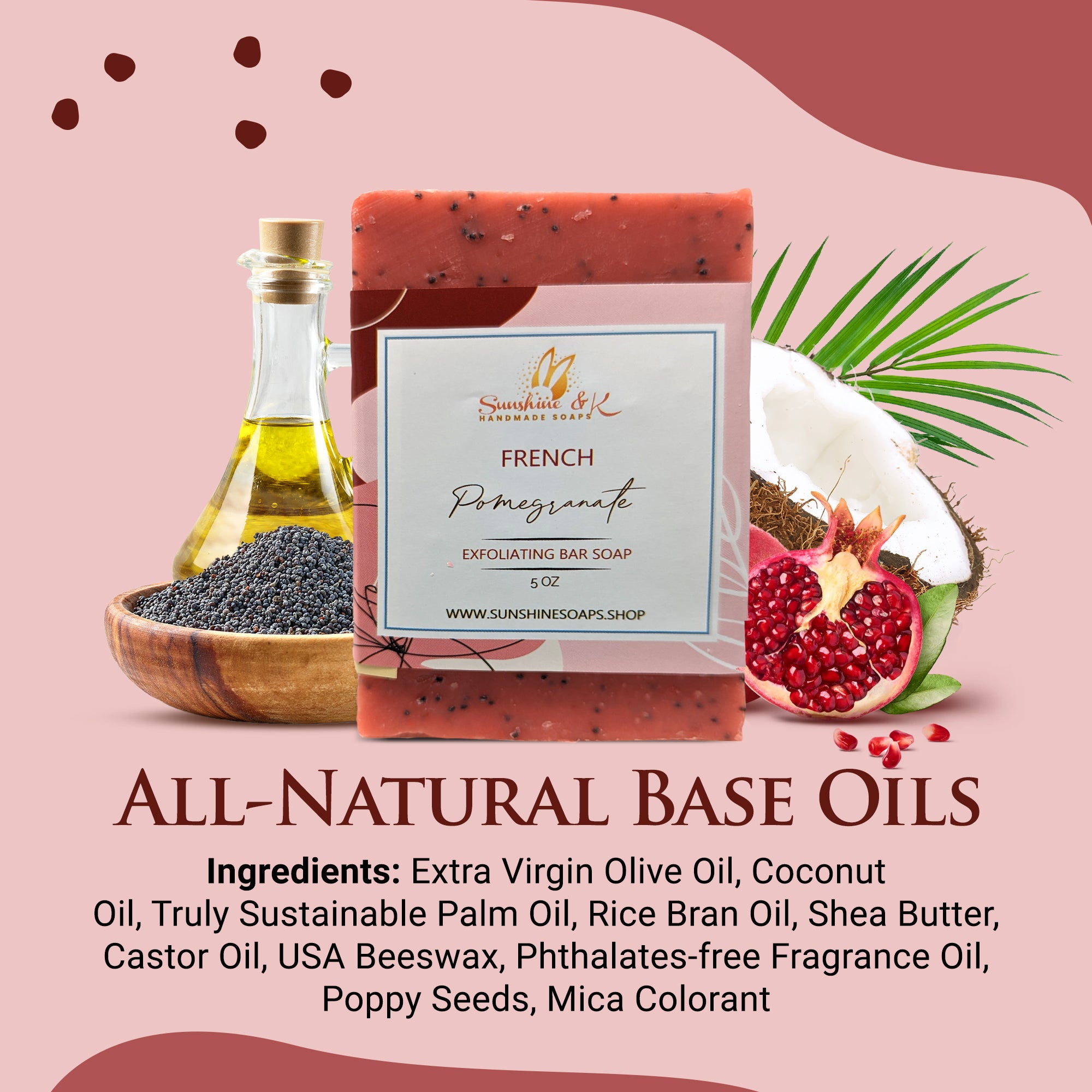 strawberry and poppy seed cleansing bar French Pomegranate Soap Bar - Exfoliating 5 oz - Verdant Care