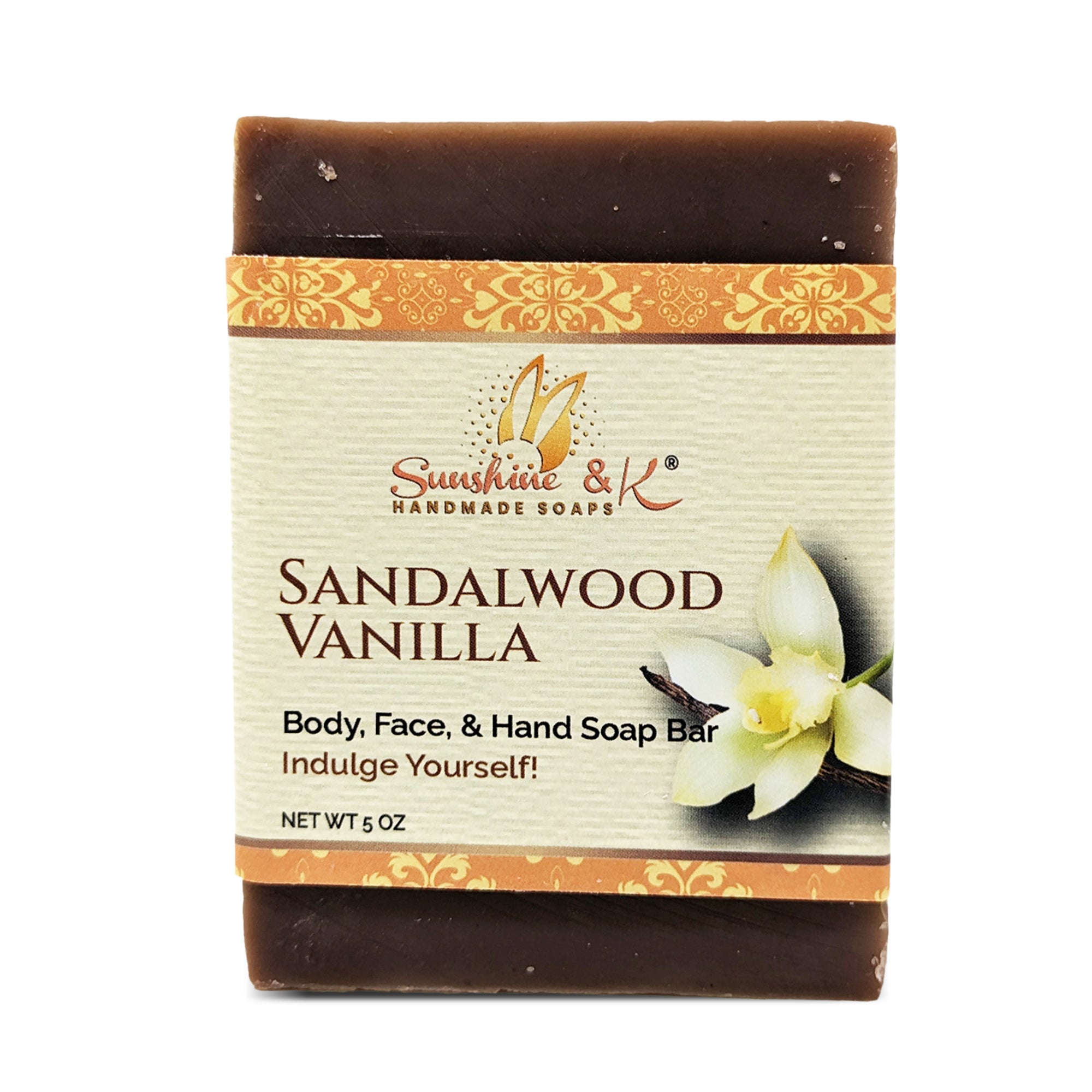 Sandalwood Vanilla Bar Soap - Body & Face Bar Soap, Handmade Bath Soap, Moisturizing Bar Soap With Beeswax, Rice Bran Oil, & Natural Base Oils, Natural Soap Bars, 5 oz, Sunshine & K Handmade Soaps - sunshine-handmade-soaps