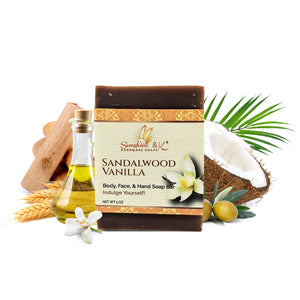 Sandalwood Vanilla Bar Soap - Body & Face Bar Soap, Handmade Bath Soap, Moisturizing Bar Soap With Beeswax, Rice Bran Oil, & Natural Base Oils, Natural Soap Bars, 5 oz, Sunshine & K Handmade Soaps - sunshine-handmade-soaps