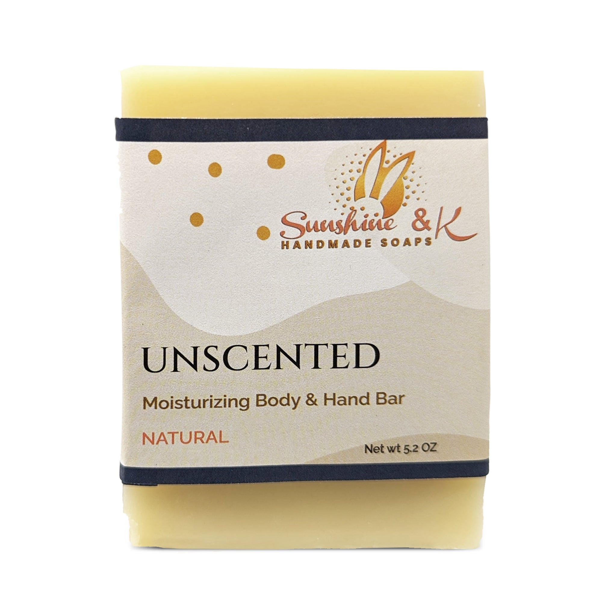 Unscented Bar Soap - Body & Face Bar Soap, Handmade Bath Soap, Moisturizing Bar Soap With Beeswax, Rice Bran Oil, & Natural Base Oils, Natural Soap Bars, 5 oz, Sunshine & K Handmade Soaps - sunshine-handmade-soaps