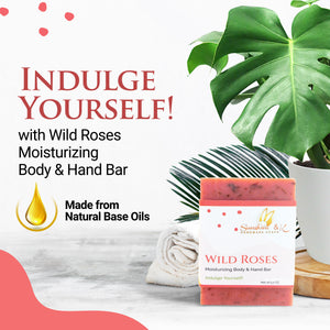 Wild roses Soap Bar - Body & Face Bar Soap, Handmade Bath Soap, Moisturizing Bar Soap With Beeswax, Rice Bran Oil, & Natural Base Oils, Natural Soap Bars, 5 oz, Sunshine & K Handmade Soaps - sunshine-handmade-soaps