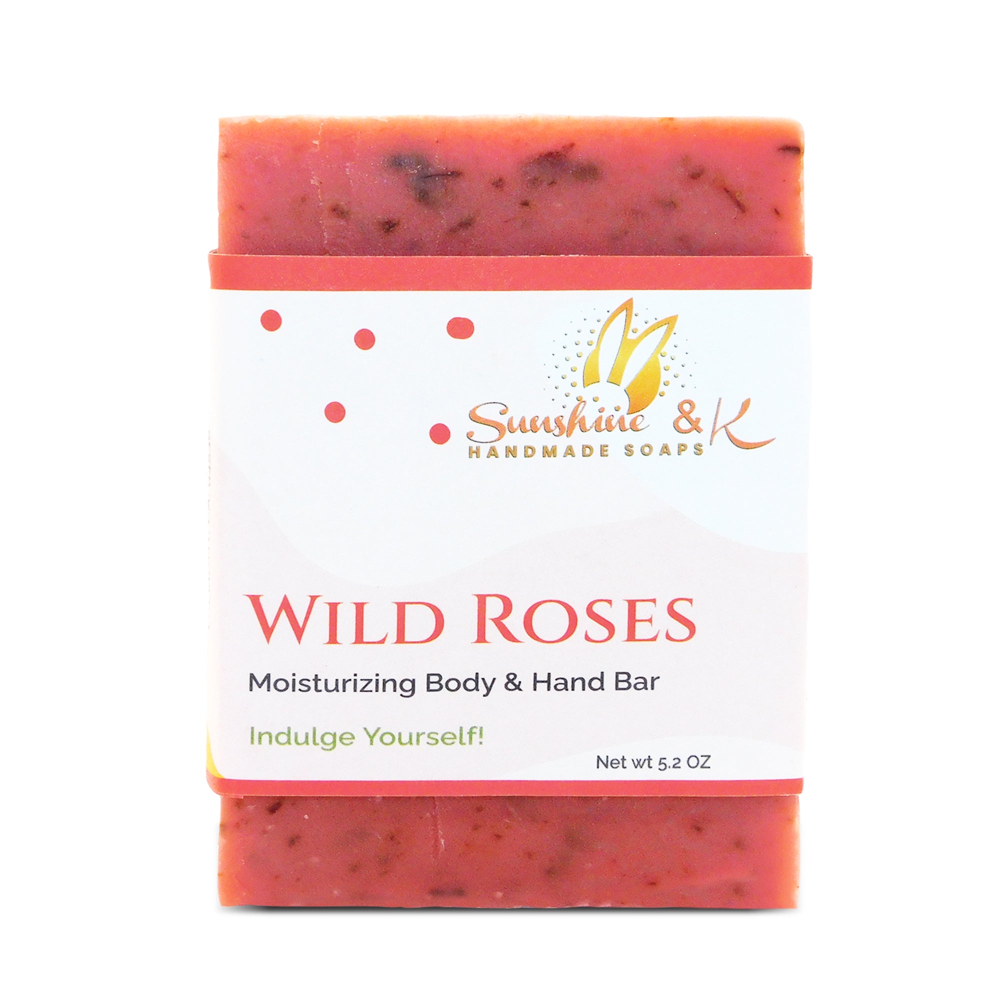 Wild roses Soap Bar - Body & Face Bar Soap, Handmade Bath Soap, Moisturizing Bar Soap With Beeswax, Rice Bran Oil, & Natural Base Oils, Natural Soap Bars, 5 oz, Sunshine & K Handmade Soaps - sunshine-handmade-soaps