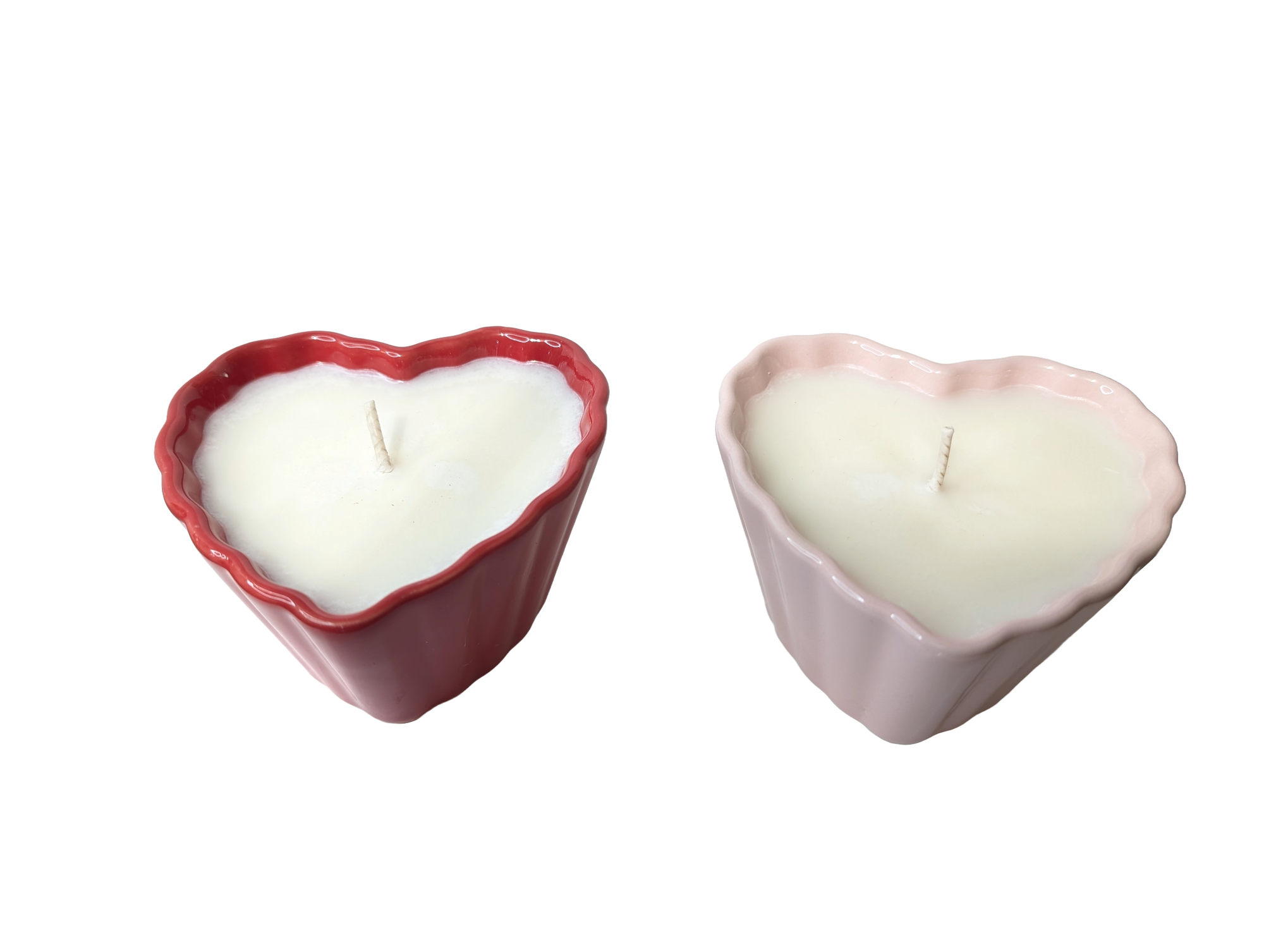 (One) Heart-Shaped Porcelain Candle | Romantic Gift | Choose Pink or Red | Two Enchanting Scents Soy Candle